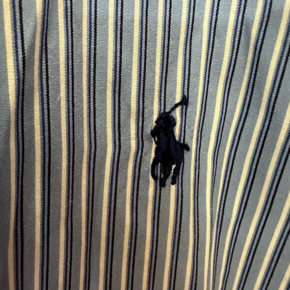Ralph Lauren Shirt Mens Size Large Blue Pony Striped Classic Fit Dress Button Up - Picture 3 of 6